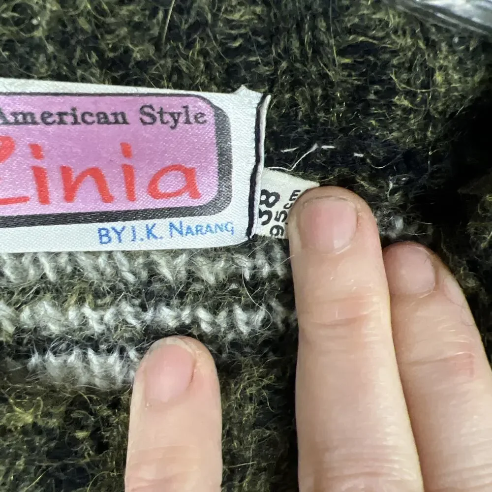 Vintage Zinia JK Narang Sz 38 Medium Mohair Blend‎ Geometric 80s Chunky Sweater